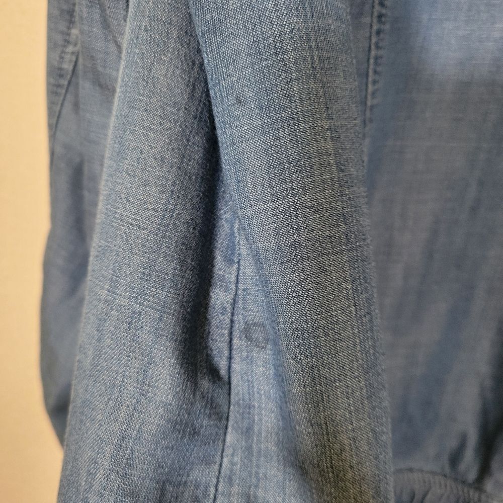 Chico's | Chambray Embroidered Birds Full Zip Artsy Jacket Coastal Grandma M - Picture 8 of 9